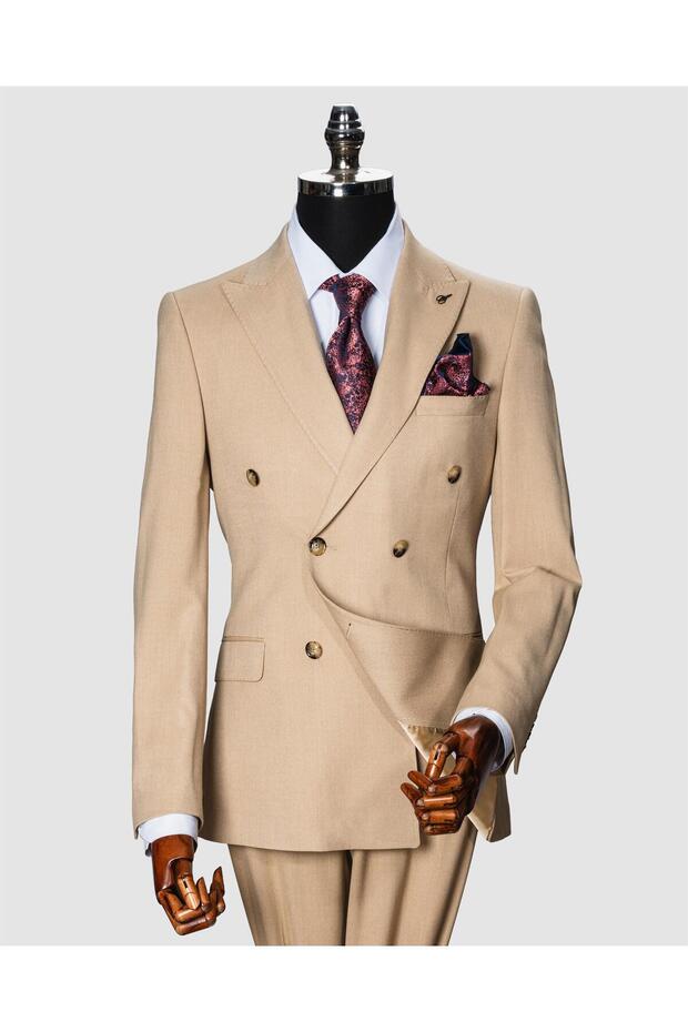 Men's Slim Fit Gray Fabric Vest Suit