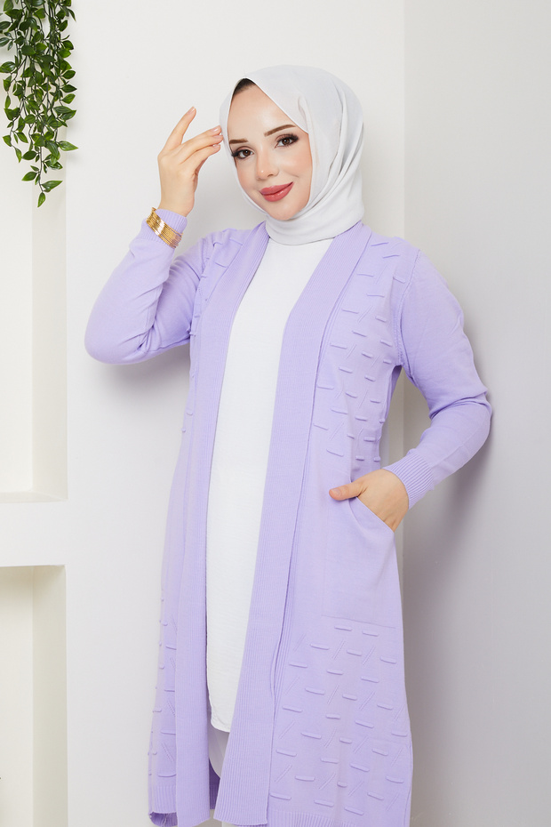 Women's Casual Cardigan with Pockets Lilac