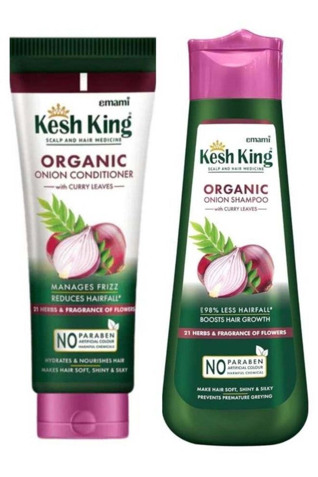 Kesh King Organic Onion Conditioner + Shampoo With Curry Leaves For Hydrated And Nourished Hair For