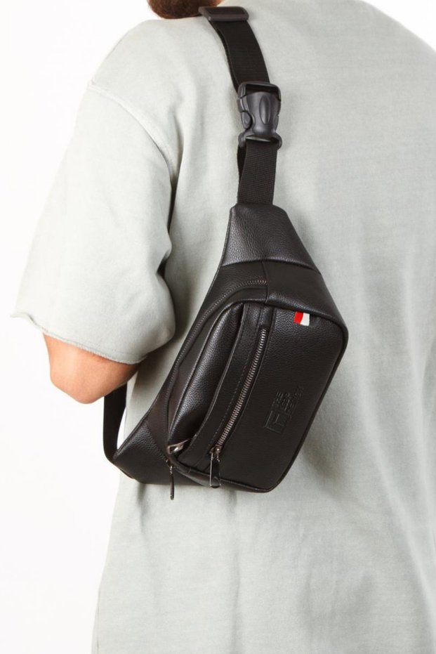 Unisex Cross Strap Black Waist and Shoulder Bag