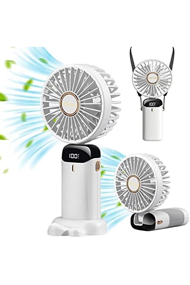 Portable Handheld Fan with 5-Speed Powerful Airflow, USB Rechargeable 2000mAh Battery - 2