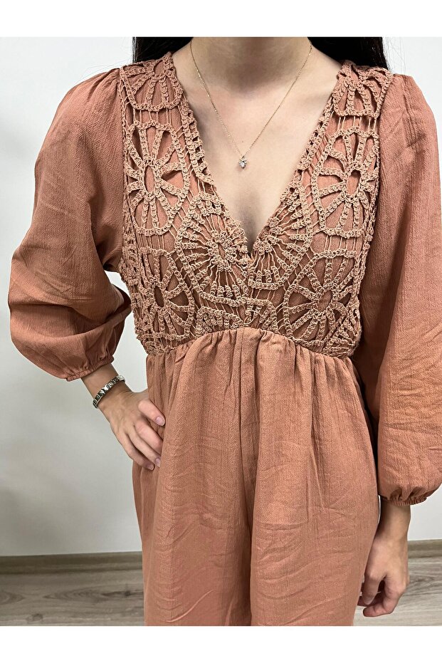 Patterned V-Neck Jumpsuit - 3