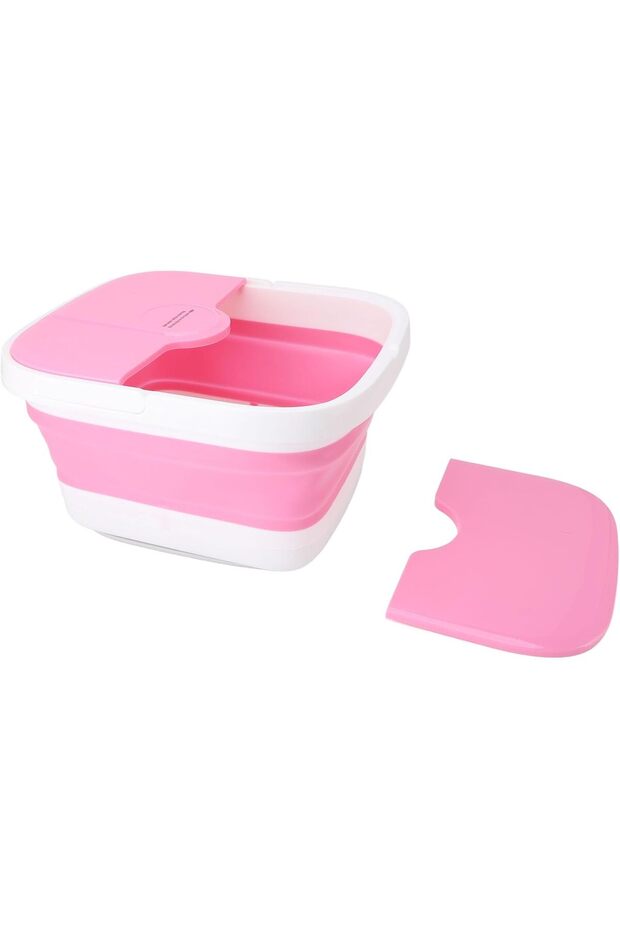 Foldable Foot Bath Massager Bucket with Red Light Therapy, Bubble Bars, 2 Massage Rollers, Co