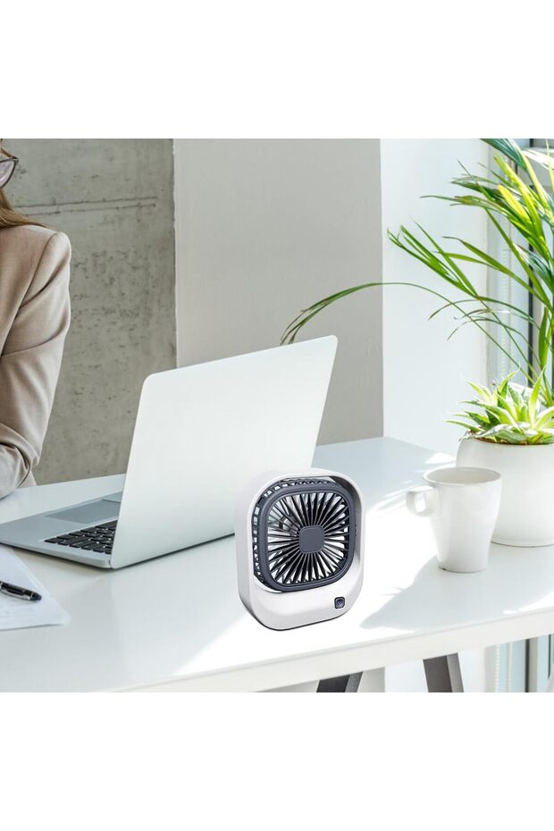 Small Desk Fan – Portable Mini USB Rechargeable Table Fan with 3 Speed Settings – Quiet, - 8
