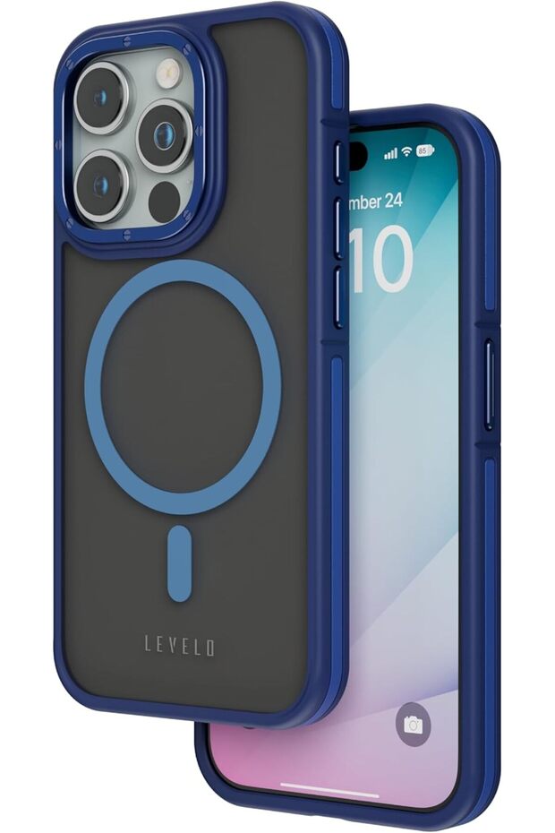 جراب ليفيلو روج متوافق مع آيفون 15 برو - أزرق - 1