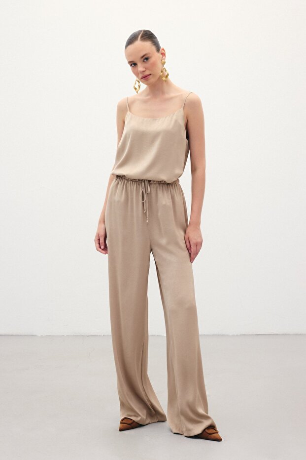 Lace-Up Casual Trousers - Mink