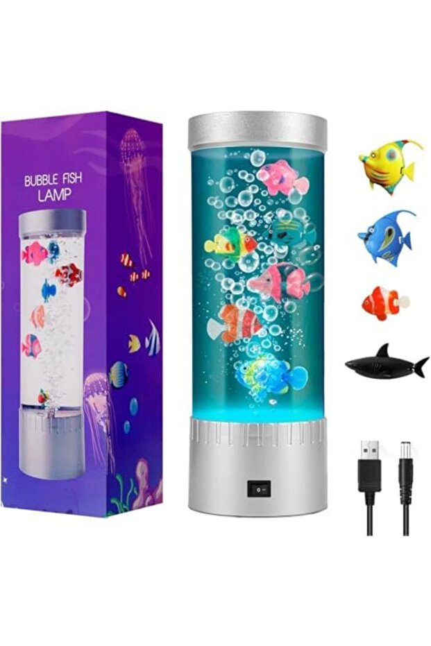 Fish Lamp Aquarium – Color-Changing LED Artificial Fish Tank with Bubbles – Mood Light De