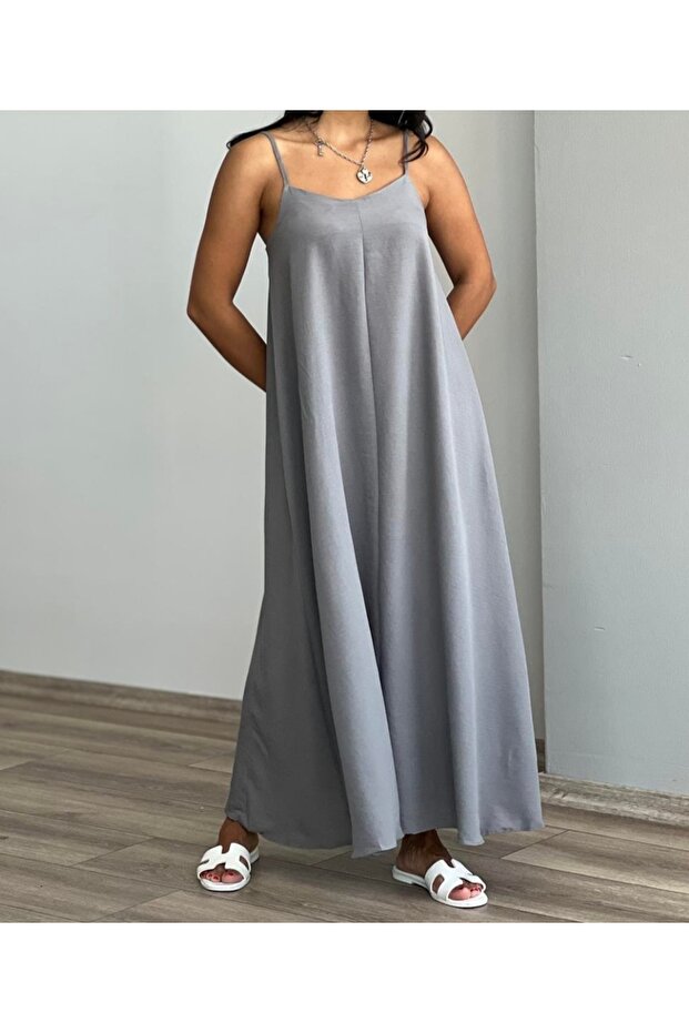 Long basic dress with straps - 1