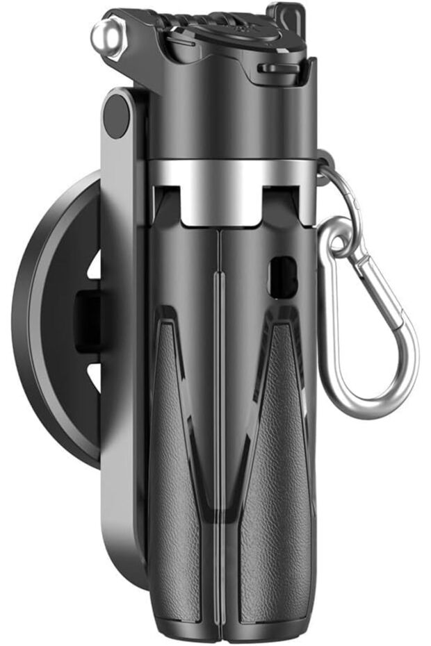 Magnetic Selfie Stick Tripod, Extendable Phone Mount with Remote Control & Fill Light, Black