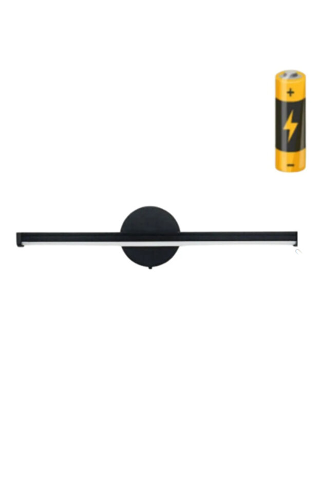 Modern Kablosuz Tak Çalıştır Ledli Pilli Aplik Banyo Tablo Ayna Siyah Pil Dahildir - 1