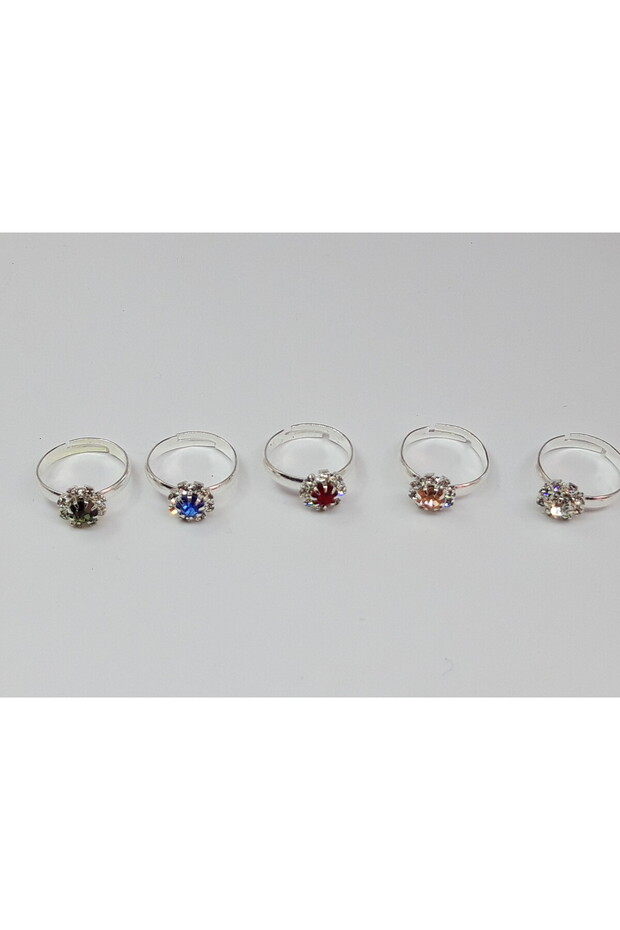 5 Pieces Adjustable Children's Rings with Flowers and Stones