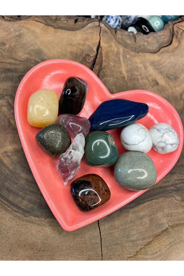 Dekoratif Kalp Şeklinde Taş Tozu Döküm Tabak – El Yapımı - 3