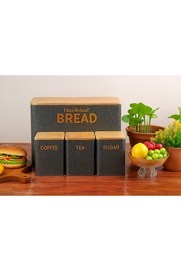 Aisha bread box with storage jars - 1