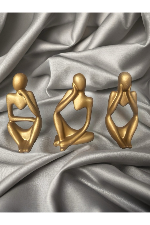 Elithé Studio – Mat Gold 3’lü Düşünen Figür Seti - 1