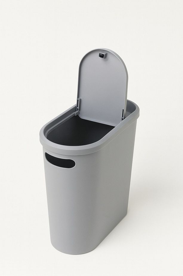 10 Litre Modern Tasarım Çöp Kovası – Banyo, Ofis, Mutfak İçin Hijyenik & Pratik Atık Kutusu, Gri - 1