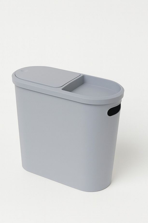 10 Litre Modern Tasarım Çöp Kovası – Banyo, Ofis, Mutfak İçin Hijyenik & Pratik Atık Kutusu, Gri - 3