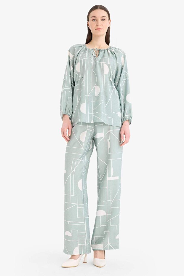 Regular Fit Desenli Uzun Kollu Bluz D8681AX25SP - 2