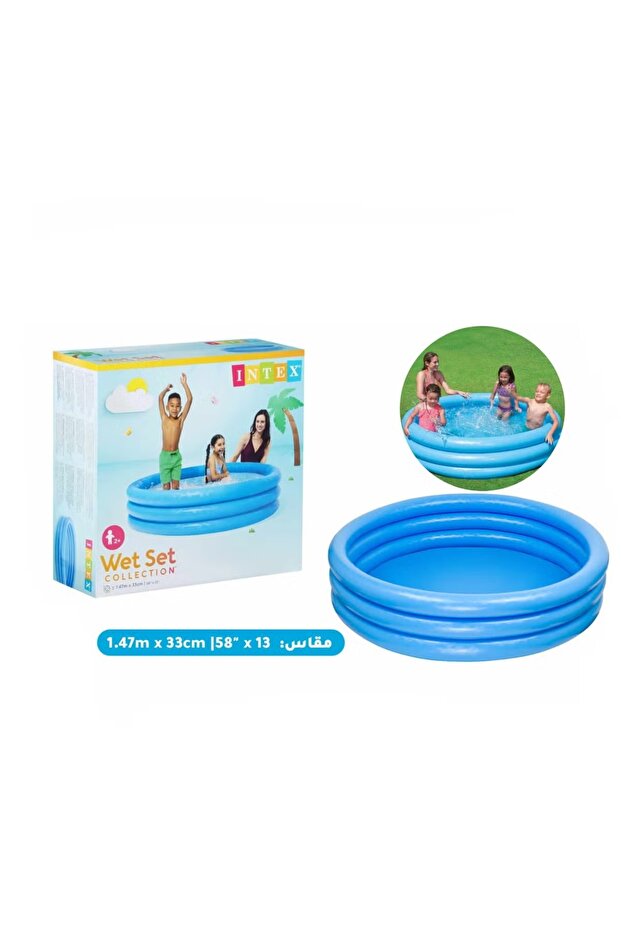 حوض سباحة قابل للنفخ كريستالي أزرق - 147×33 سم، قابل للطي وخفيف الوزن