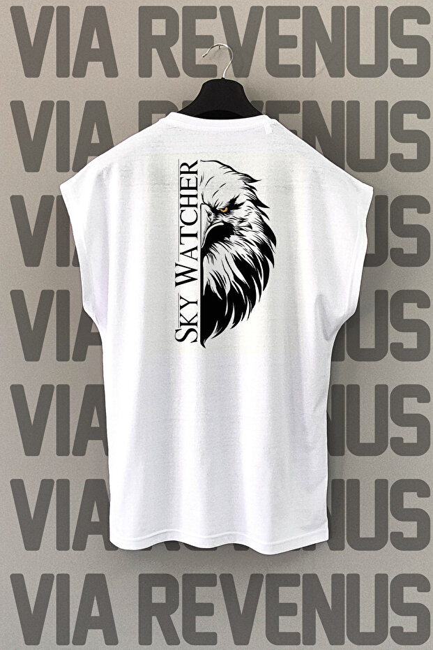 Sky Watcher Back Printed Zero Sleeve Crew Neck Sports Tshirt