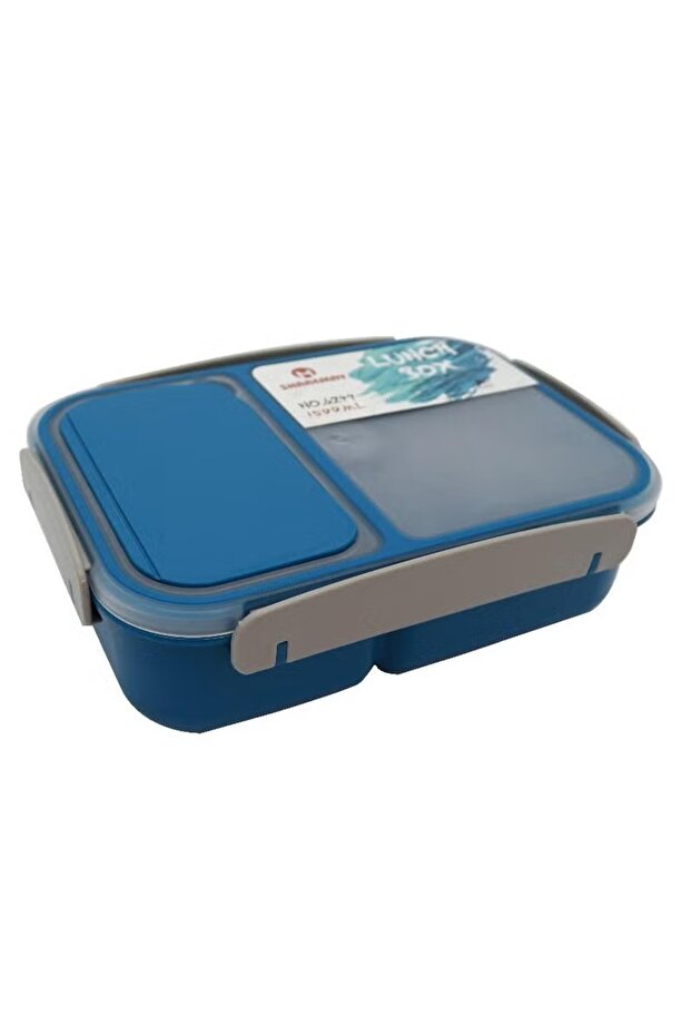 Rectangular Lunch Box with Partition – Blue - 1
