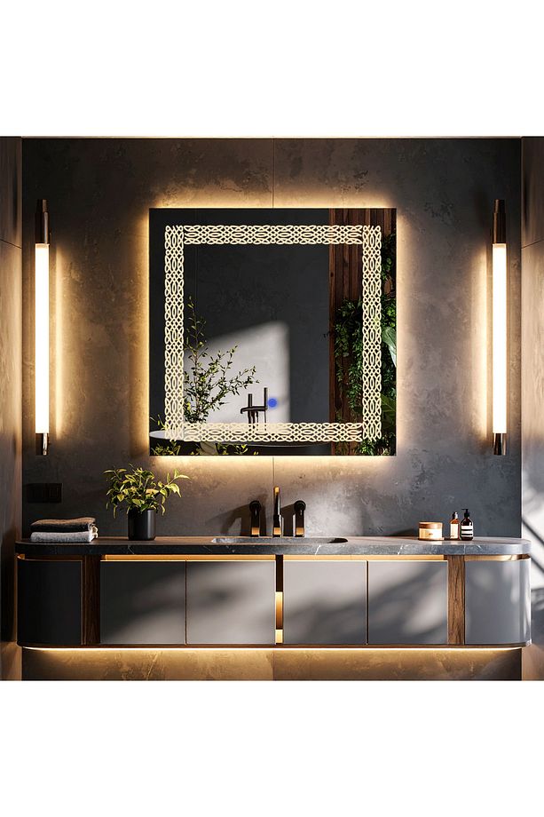 Dorein Günışığı Led'li Lazer Kumlamalı Lavabo & Banyo Aynası (Dokunmatik Sensörlü) - 1