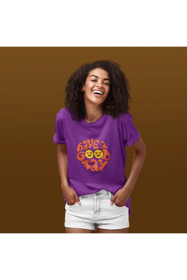 Men/Women Have a Good Day Transfer Printed Round Neck Short Sleeve T-Shirt