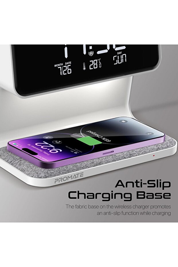 Wireless Charging Alarm Clock, Premium Digital Display Dual Alarm Clock with Snooze Function - 4