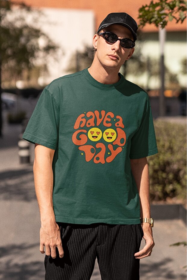 Men/Women Have a Good Day Transfer Printed Round Neck Short Sleeve T-Shirt