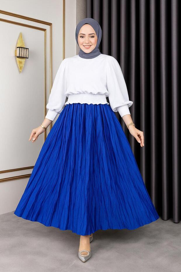 Kıraş Model Piliseli Etek - Kırışık Model - Saten Etek - 1