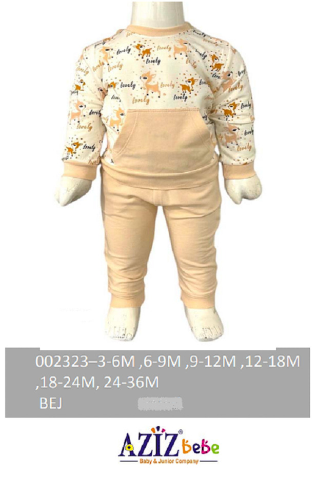 Baby Girl Gazelle Patterned Sweatshirt Trousers 2-Piece Bottom Top Baby Set Size 3 Months - 36 Months