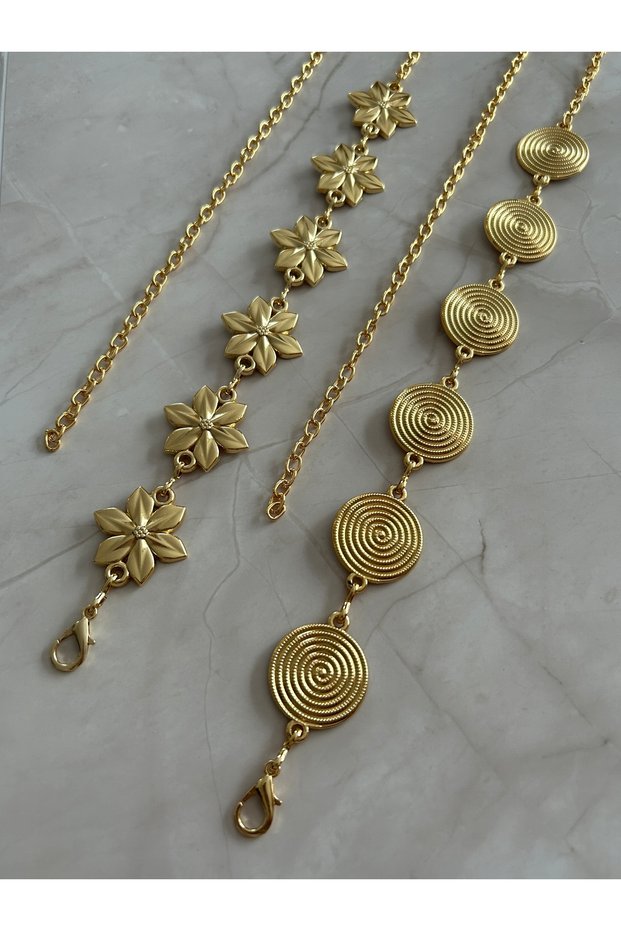 Flower - Plate Figured 2 Pieces Body & Waist & Dress & Pants & Skirt Chain Belt Set