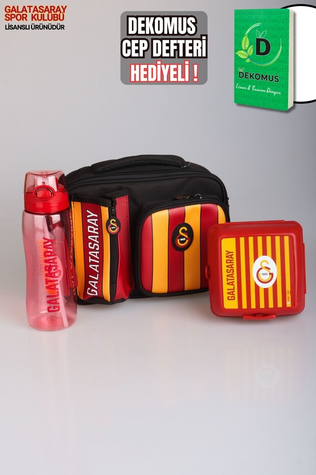 "Dekomus Pocket Notebook with Gift" New Season Licensed 3 Compartment Lunch Bag with Stick, 70