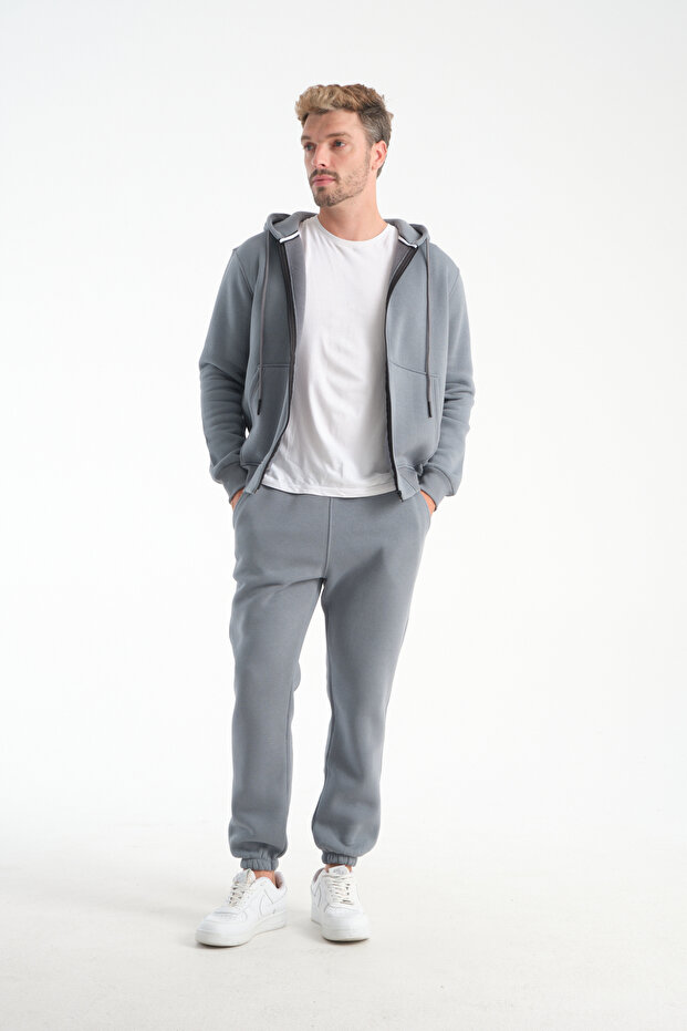 Men's Pamulu 3 Thread Inside Fleece Full Zip Hooded Tracksuit Set