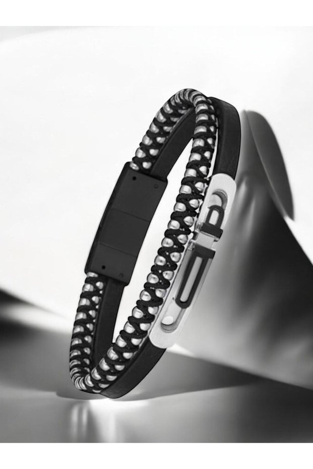 Santa Barbara Polo Black Braided Leather Men's Bracelet – Matte Black Buckle