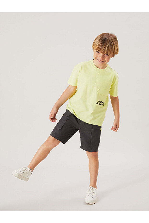 Two Mt Shop Quality Lcw Kids Anthracite Poplin Plain Standard & Regular Boys' Shorts