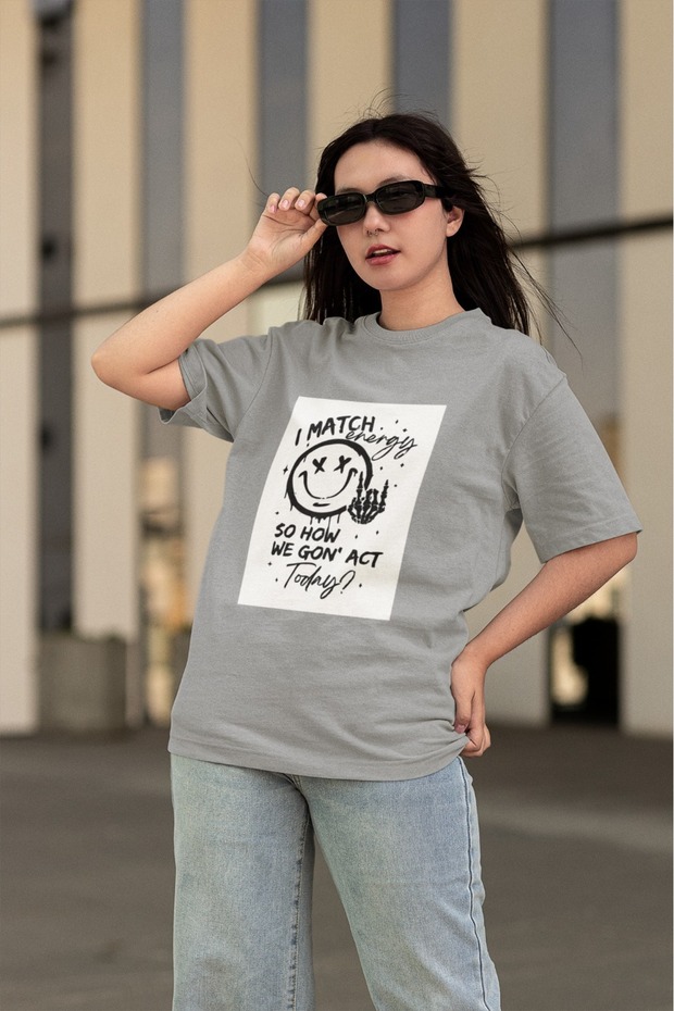 Men/Women I Match Enery Transfer Printed Round Neck Short Sleeve T-Shirt