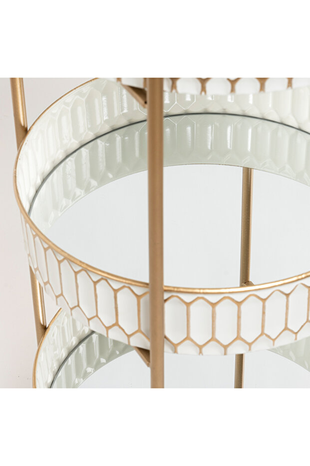 عربة تقديم مستديرة مكونة من 3 طبقات - 4