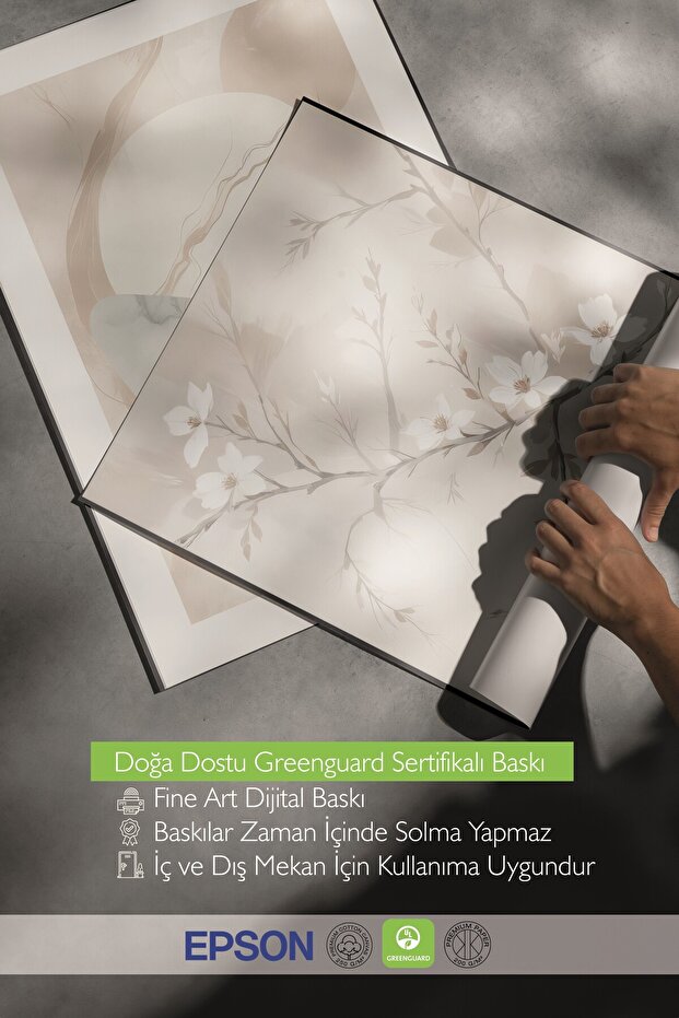 Ahşap Tablo Seti, 3 Adet Ahşap Çerçeveli Poster Soft Vibe Model No:300808, Bej ve Krem Duvar Dekoru - 6