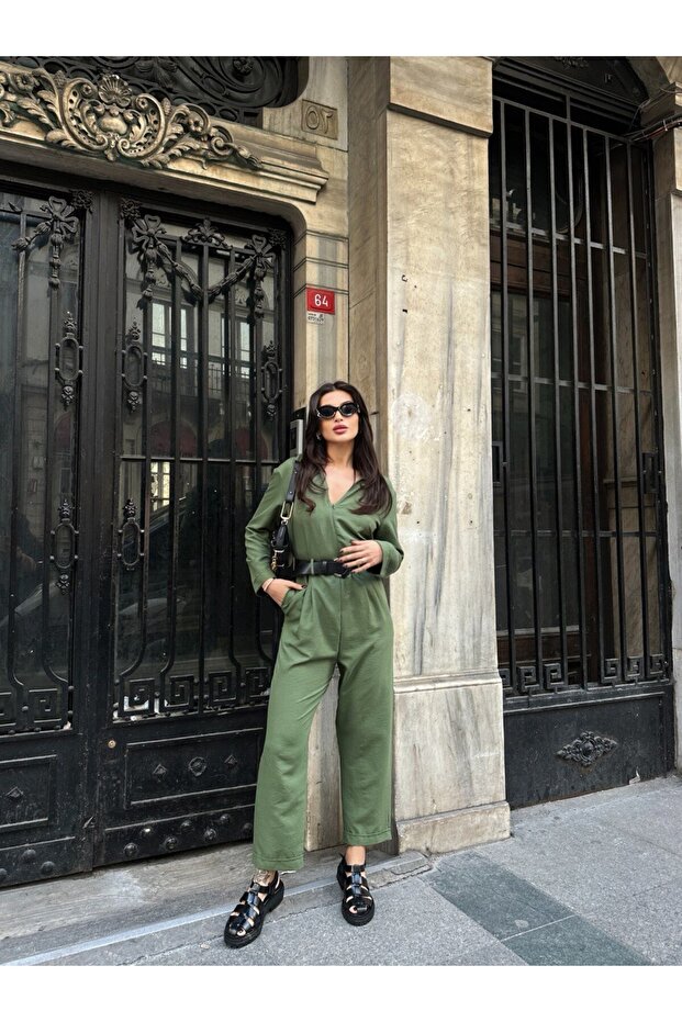 Kadın Deri Kemerli Tulum - 2