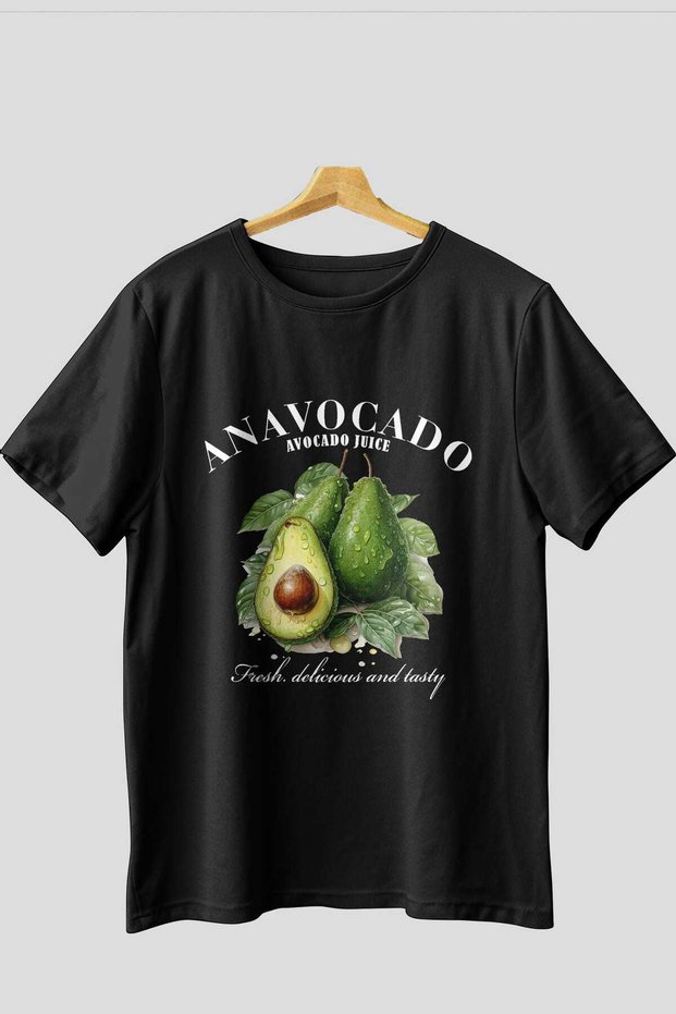 Avocado Avocado Front Printed Black Oversize T-Shirt Men Women Cotton Crew Neck T-Shirt
