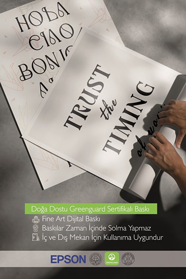 Siyah Tablo Seti, 3 Adet Siyah Çerçeveli Poster Trust the Timing Model No:300810, Siyah ve Beyaz Dek - 6