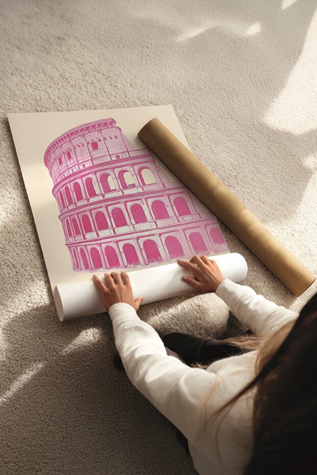 Siyah Tablo Seti, 3 Adet Siyah Çerçeveli Poster Cities Model No:300812, Pembe Duvar Dekoru - 7