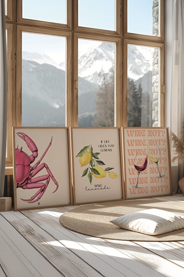 Ahşap Tablo Seti, 3 Adet Ahşap Çerçeveli Poster wine not? Model No:300855, Multicolor Duvar Dekoru - 2