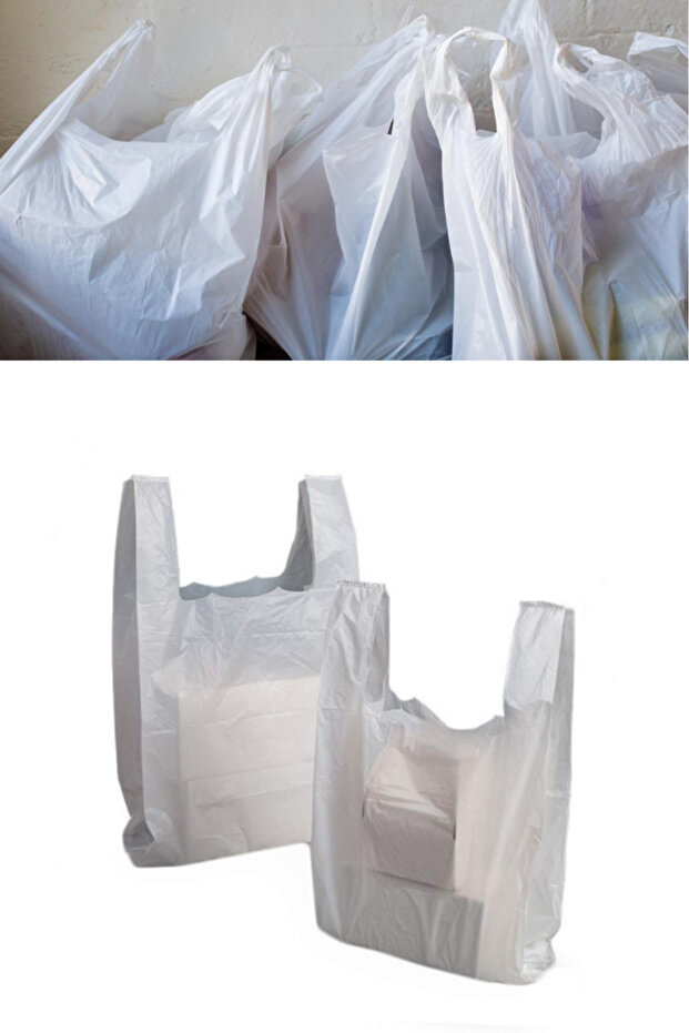 Kırık Beyaz Kalın Poşet Büyük Boy 3 Kg Çöp Poşeti Hışır Atlet Poşet Market Manav Poşeti - 3