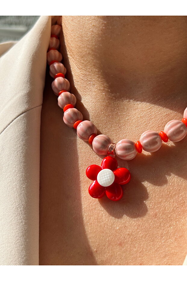 Murano Cam Çiçek Kolye - 1