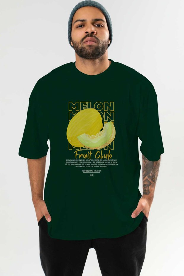 Melon Front Printed Green Oversize T-Shirt Men Women Cotton Crew Neck Tshirt