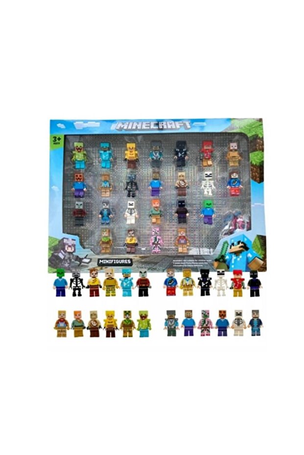 Set 24 Roboti, tip minecraft, multicolor, 5 cm - 3