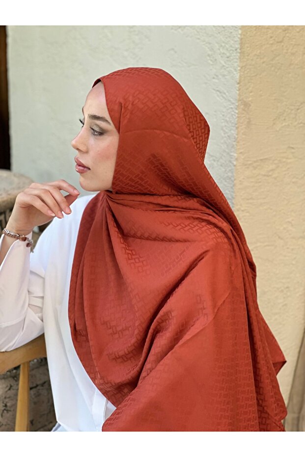 شال بنمط الطوب من سلسلة جاكار الحريري - 1