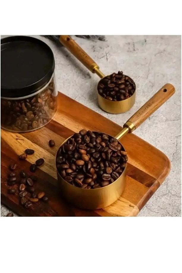 4 Adet Büyük Boy Paslanmaz Çelik Ahşap Saplı Ölçü Kaşığı Seti 4lü Ölçü Kabı 60ml 80ml 125ml 250ml - 3