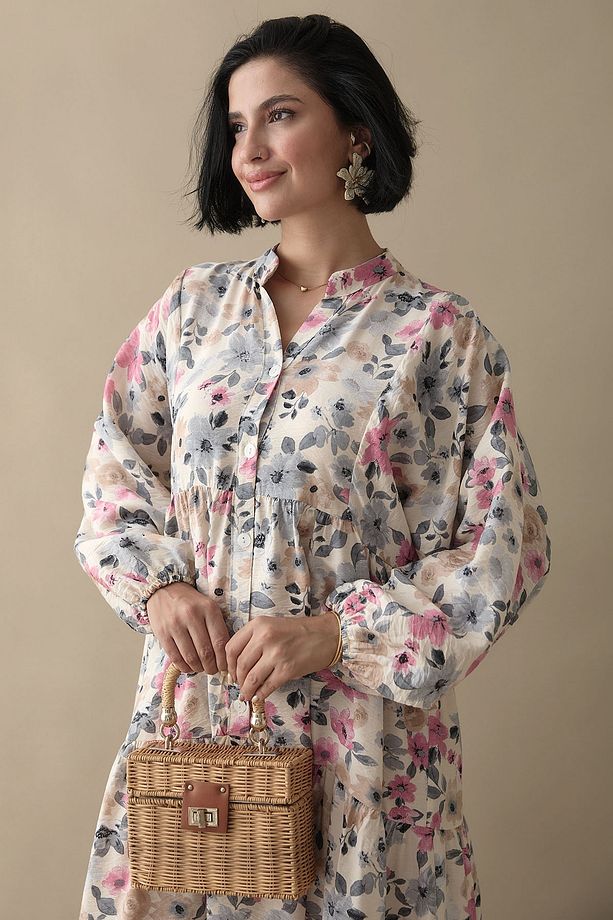 Sardunya Gri Mango Elbise - 2